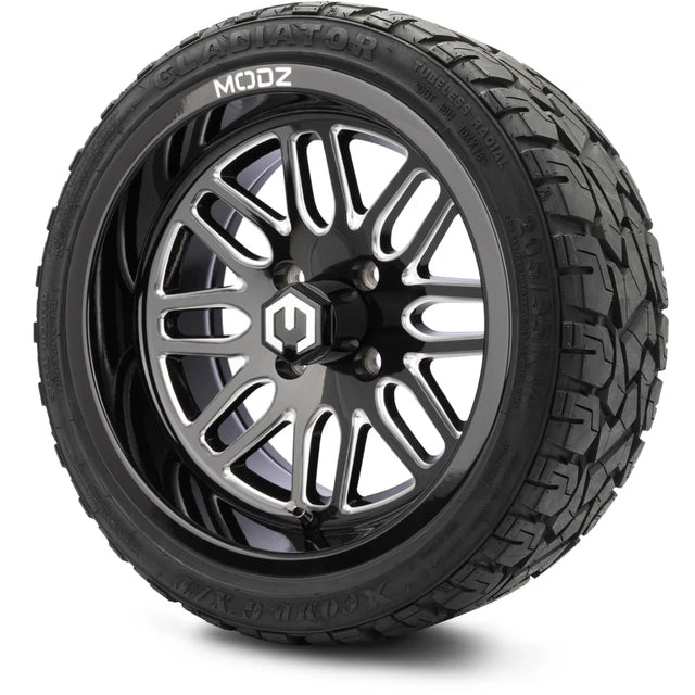 MODZ 14" Mayhem Glossy Black with Ball Mill Wheels & Off-Road Tires Combo