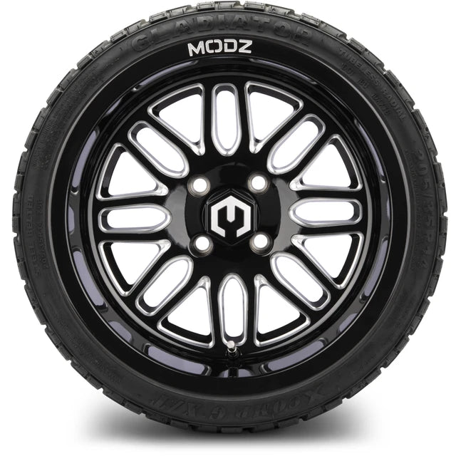 MODZ 14" Mayhem Glossy Black with Ball Mill Wheels & Off-Road Tires Combo