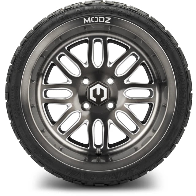 MODZ 14" Mayhem Brushed Gunmetal with Ball Mill Wheels & Off-Road Tires Combo