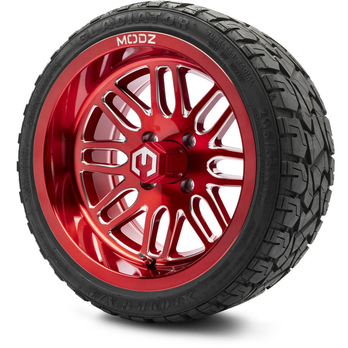 MODZ 14" Mayhem Brushed Red with Ball Mill Wheels & Off-Road Tires Combo