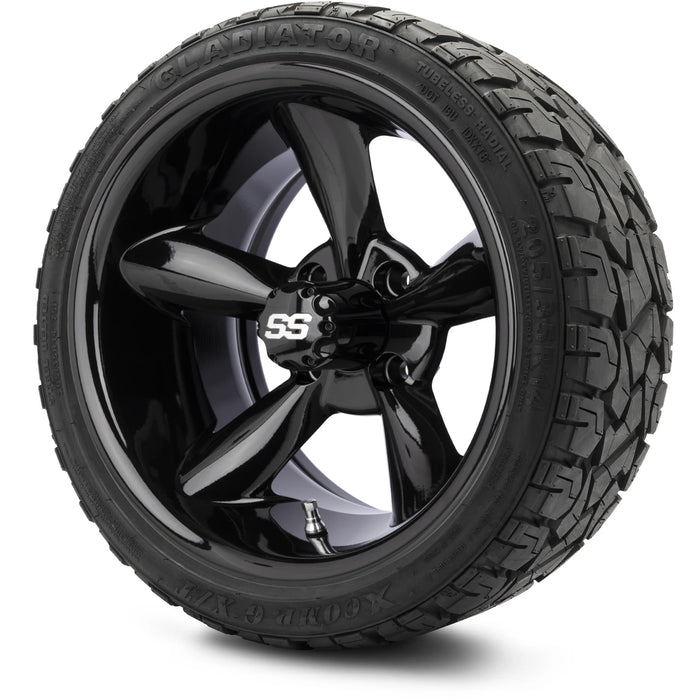 MODZ 14" Godfather Glossy Black Wheels & Off-Road Tires Combo