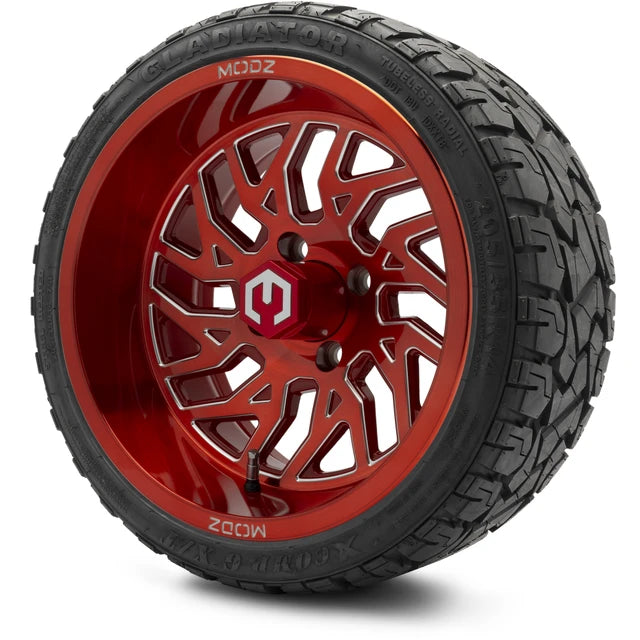 MODZ 14" Carnage Brushed Red with Ball Mill Wheels & Off-Road Tires Combo