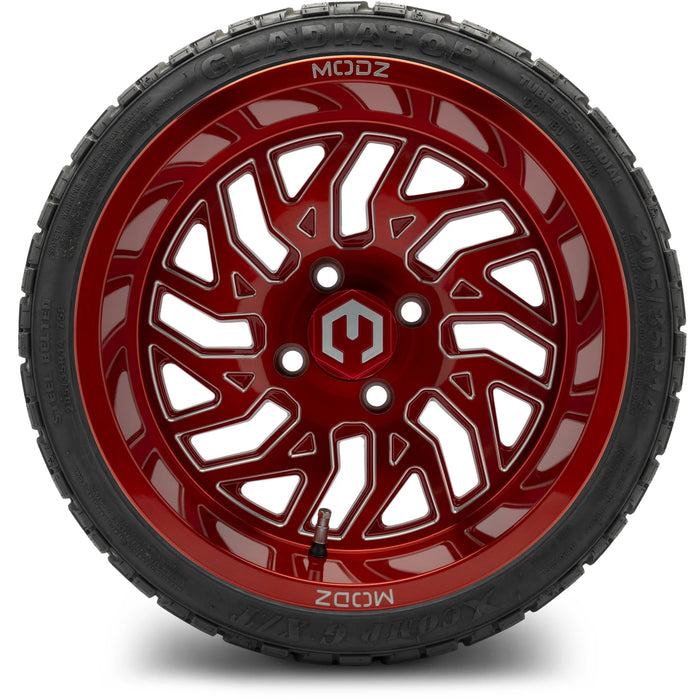 MODZ 14" Carnage Brushed Red with Ball Mill Wheels & Off-Road Tires Combo