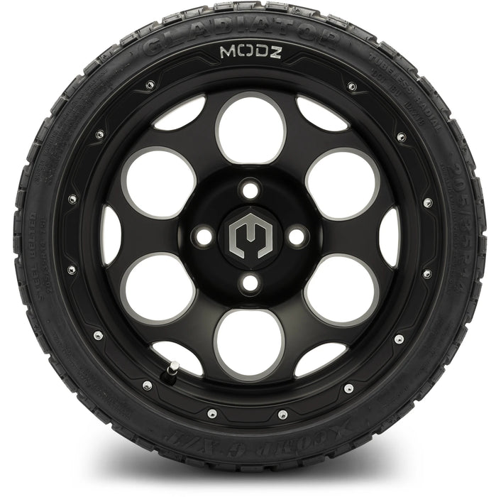 MODZ 14" Militia Matte Black Wheels & Off-Road Tires Combo