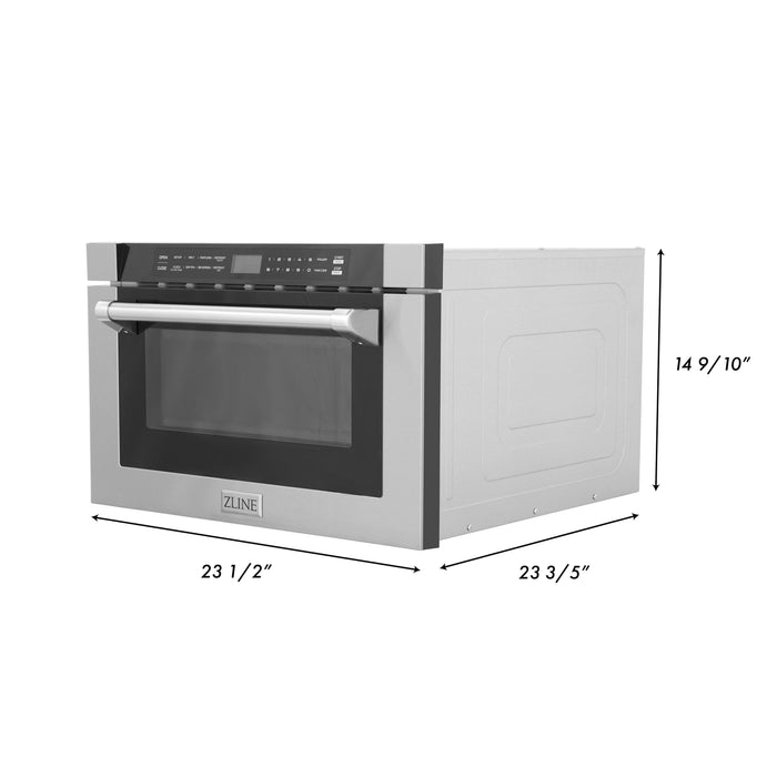 ZLINE 24 In. 1.2 cu. ft. Built-in Microwave Drawer with a Traditional Handle in Stainless Steel (MWD-1-H)