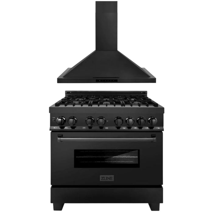 ZLINE Kitchen and Bath Appliance Package - 36 in. Dual Fuel Range, 36 in. Range Hood (2KP-RARH36)