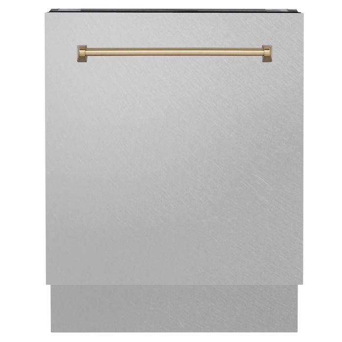 ZLINE Autograph Series 24 inch Tall Dishwasher in Stainless Steel with Champagne Bronze Handle (DWVZ-304-24-CB)