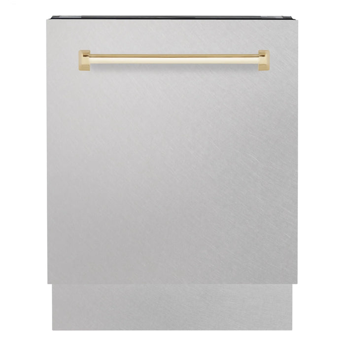 ZLINE Autograph Series 24 inch Tall Dishwasher in Stainless Steel with Champagne Bronze Handle (DWVZ-304-24-CB)