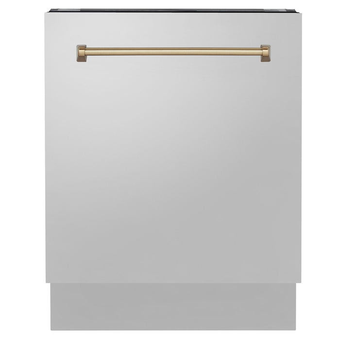 ZLINE Autograph Series 24 inch Tall Dishwasher in Stainless Steel with Champagne Bronze Handle (DWVZ-304-24-CB)