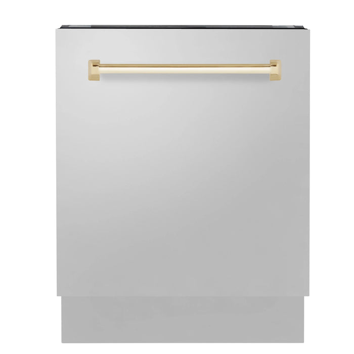 ZLINE Autograph Series 24 inch Tall Dishwasher in Stainless Steel with Champagne Bronze Handle (DWVZ-304-24-CB)