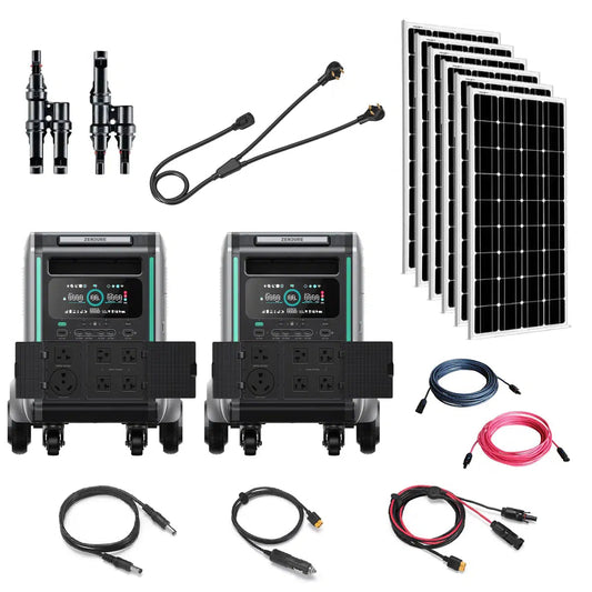 Zendure | SuperBase V4600 7,200W 120/240V Portable Power Station Kit | 9 x 100W Mono Solar Panels | Off-Grid Solar Kit
