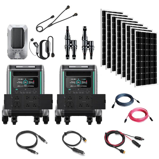 Zendure | Superbase V4600 7,200W 120/240V Portable Power Station Kit | 12 x 100W 12V Mono Solar Panels | Off-Grid Solar Kit