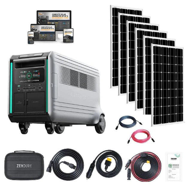 Zendure SuperBase V6400 | 6,438Wh / 3,800W [Hex Kit] + 6 x 200W 12V Mono Solar Panels | Off-Grid Solar Kit
