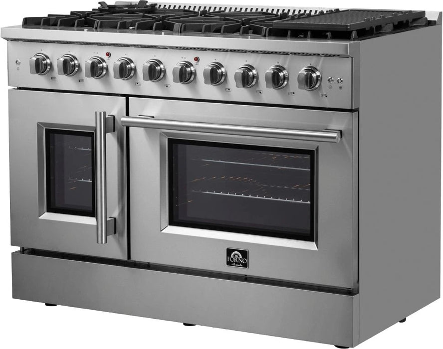 FORNO Galiano 48" Stainless Steel Pro Style Gas Range FRB, FFSGS6444-48