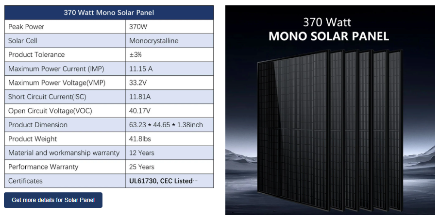 Sungold Power Off-Grid Solar Kit 5000W 48VDC 120V 10.24KWH Lithium Battery 6 X 370 Watts Solar Panels (SGM-5K10M)
