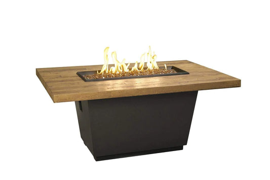 American Fyre Designs Cosmopolitan Rectangular Reclaimed Wood Fire Table Fire Pit