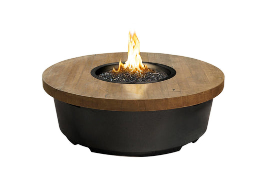 American Fyre Designs Contempo Round Reclaimed Wood Fire Table Fire Pit