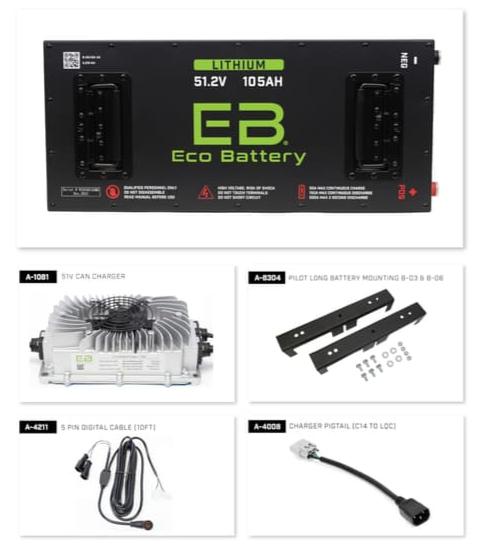 Eco Battery 51V 105Ah "Skinny" Lithium Bundle Kit with Charger & Converter