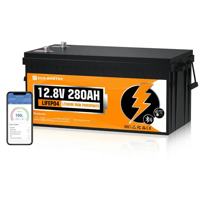 Eco-Worthy 12V 280Ah LiFePO4 Battery With Low-Temp Protection and Bluetooth 200A BMS or LED 300A BMS