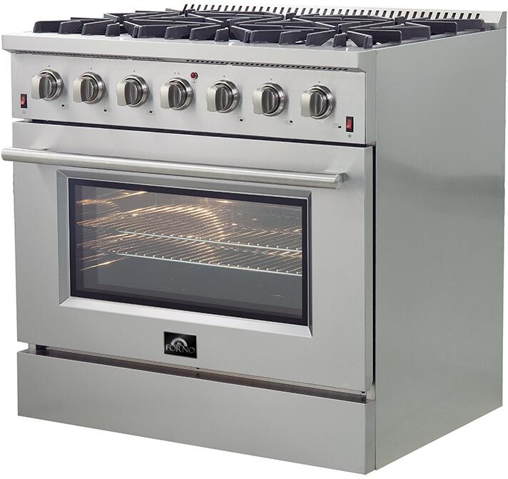 Forno 36″ Galiano Gas Range with 6 Italian Burners in Stainless Steel FRB, FFSGS6244-36