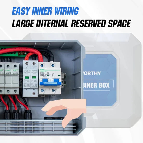 Eco-Worthy Upgraded 6 String PV Combiner Box with 25A Current Fuse & 125A Circuit Breaker