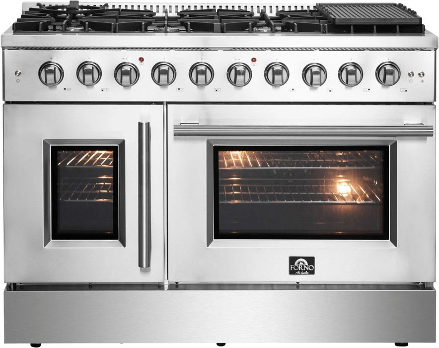 FORNO Galiano 48" Stainless Steel Pro Style Gas Range FRB, FFSGS6444-48