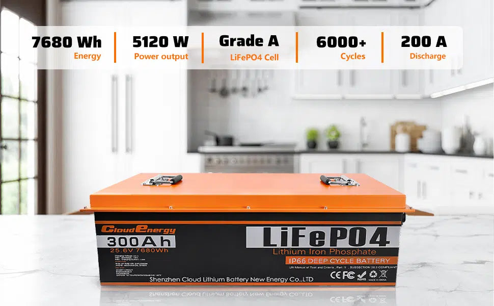 Cloudenergy 24V 300Ah LiFePO4 Deep Cycle Lithium Battery (CL24V-300Ah)