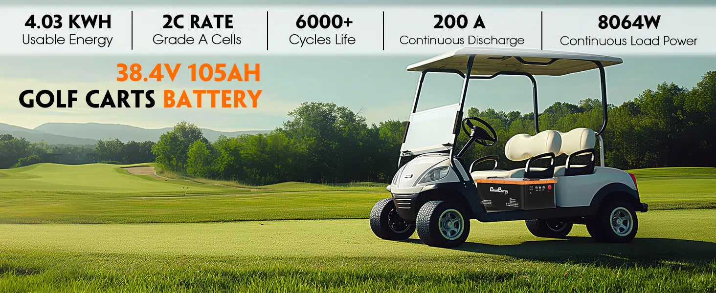 Cloudenergy 36V (38.4V) 105Ah LiFePO4 Golf Cart Battery With 20A Charger