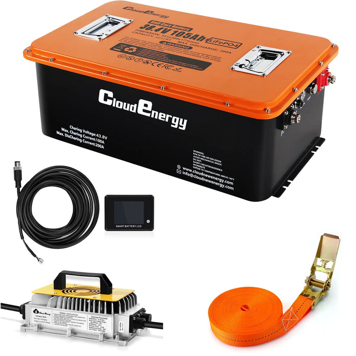 Cloudenergy 36V (38.4V) 105Ah LiFePO4 Golf Cart Battery With 20A Charger