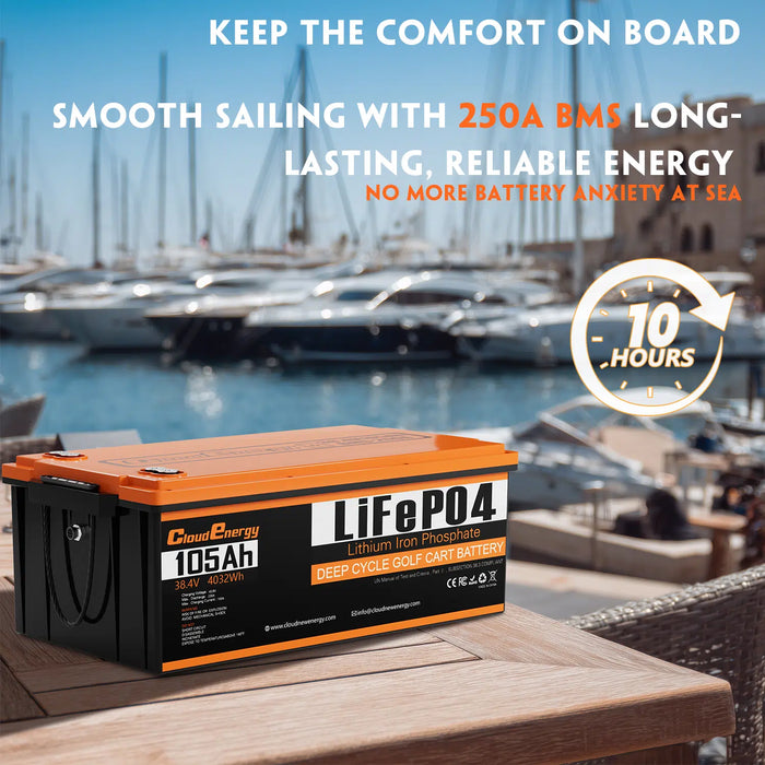 CloudEnergy 36V (38.4V) 105Ah LiFePO4 Marine MOD Battery