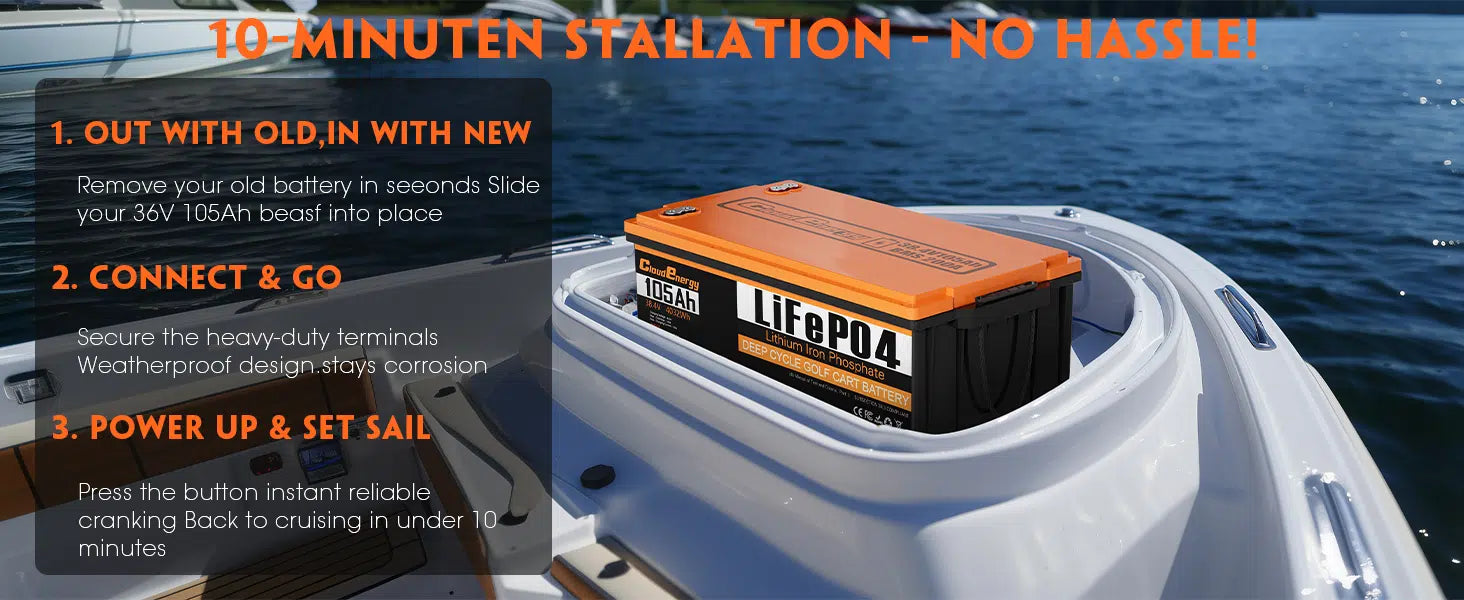 CloudEnergy 36V (38.4V) 105Ah LiFePO4 Marine MOD Battery