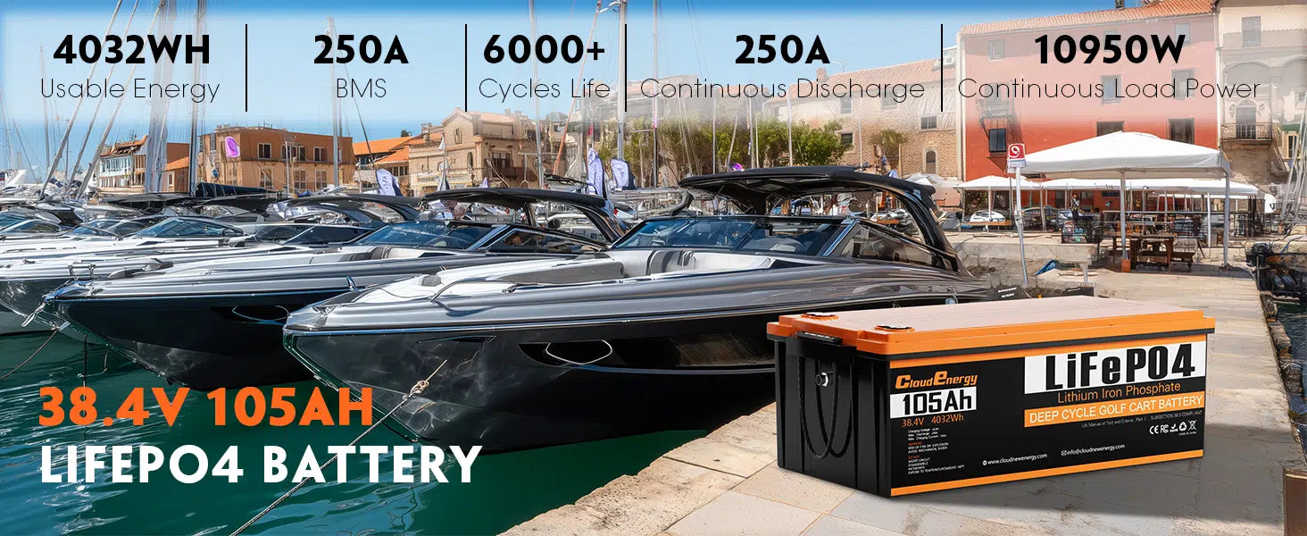 CloudEnergy 36V (38.4V) 105Ah LiFePO4 Marine MOD Battery