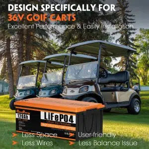 Cloudenergy 36V (38.4V) 120Ah LiFePO4 Golf Cart Battery — BMS Upgrade Edition with 250A Bluetooth Smart BMS & Touch Monitor