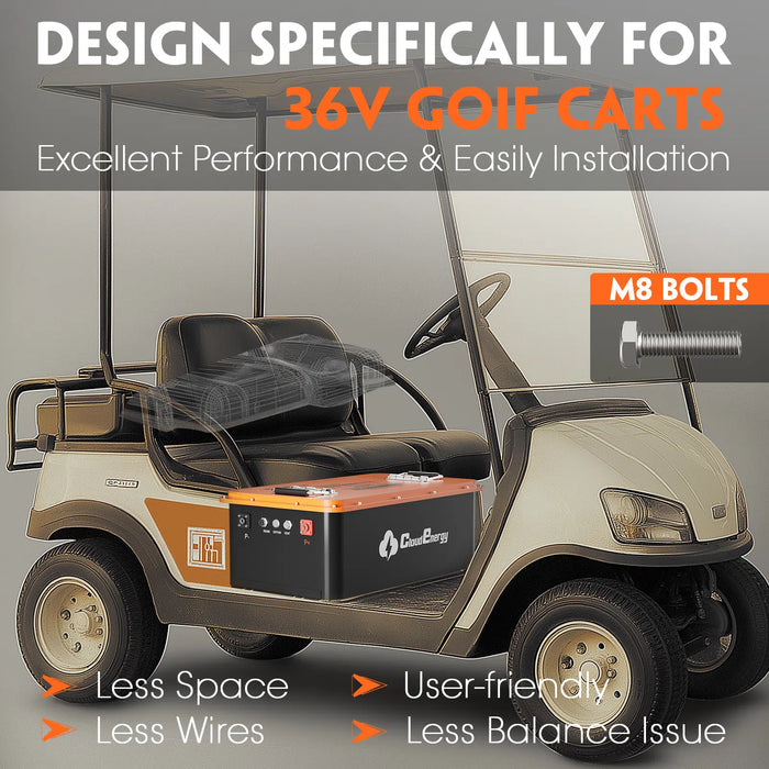 Cloudenergy 36V (38.4V) 60Ah LiFePo4 Golf Cart Battery With 20A Charger