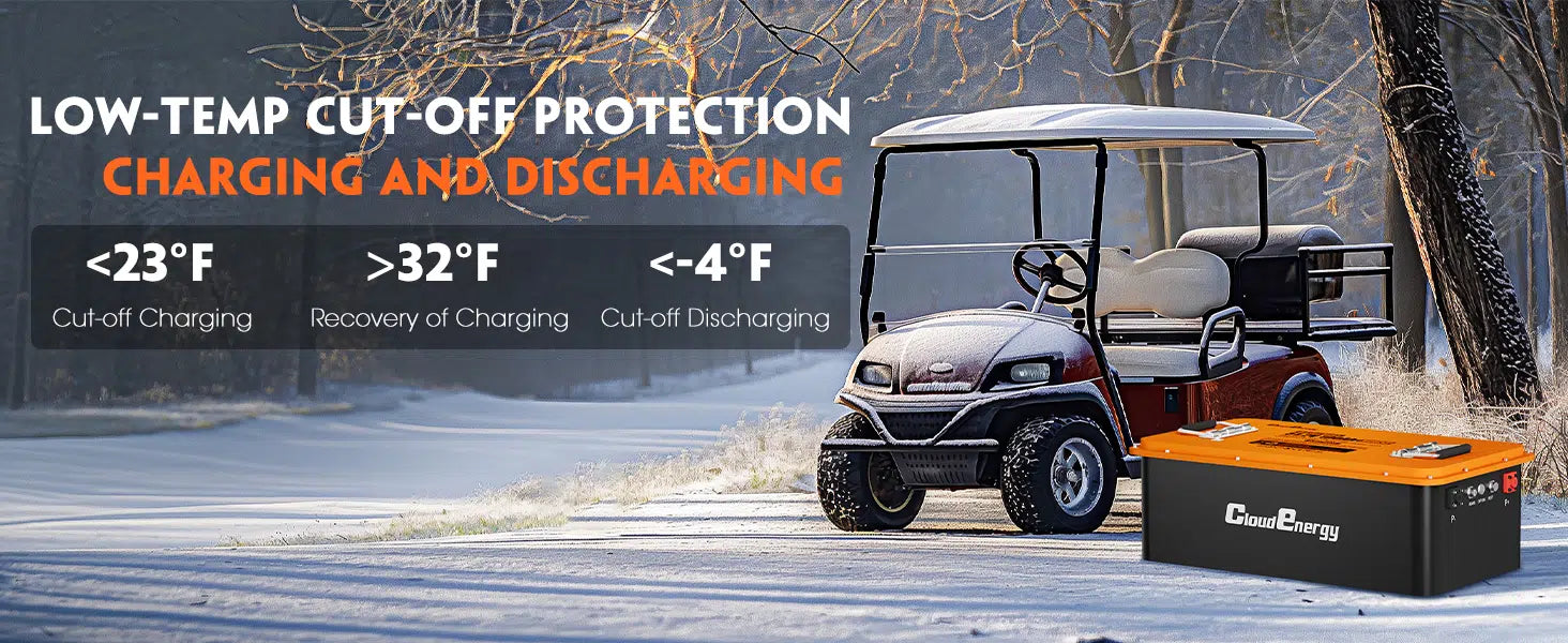 Cloudenergy 48V (51.2V) 100Ah LiFePo4 Golf Cart Battery With 20A Charger