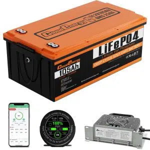 Cloudenergy 48V (51.2V) 105Ah LiFePO4 Golf Cart Battery — Circular display MOD