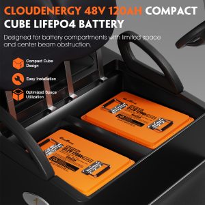 Cloudenergy 48V 120Ah LiFePO4 Deep Cycle Golf Cart Lithium Battery - Cube Design