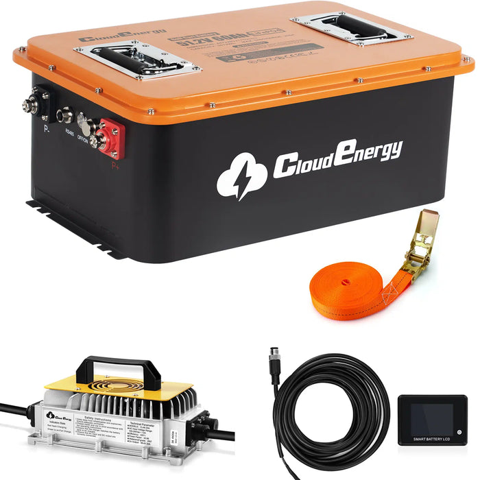 Cloudenergy 48V (51.2V) 60Ah LiFePo4 Golf Cart Battery With 20A Charger