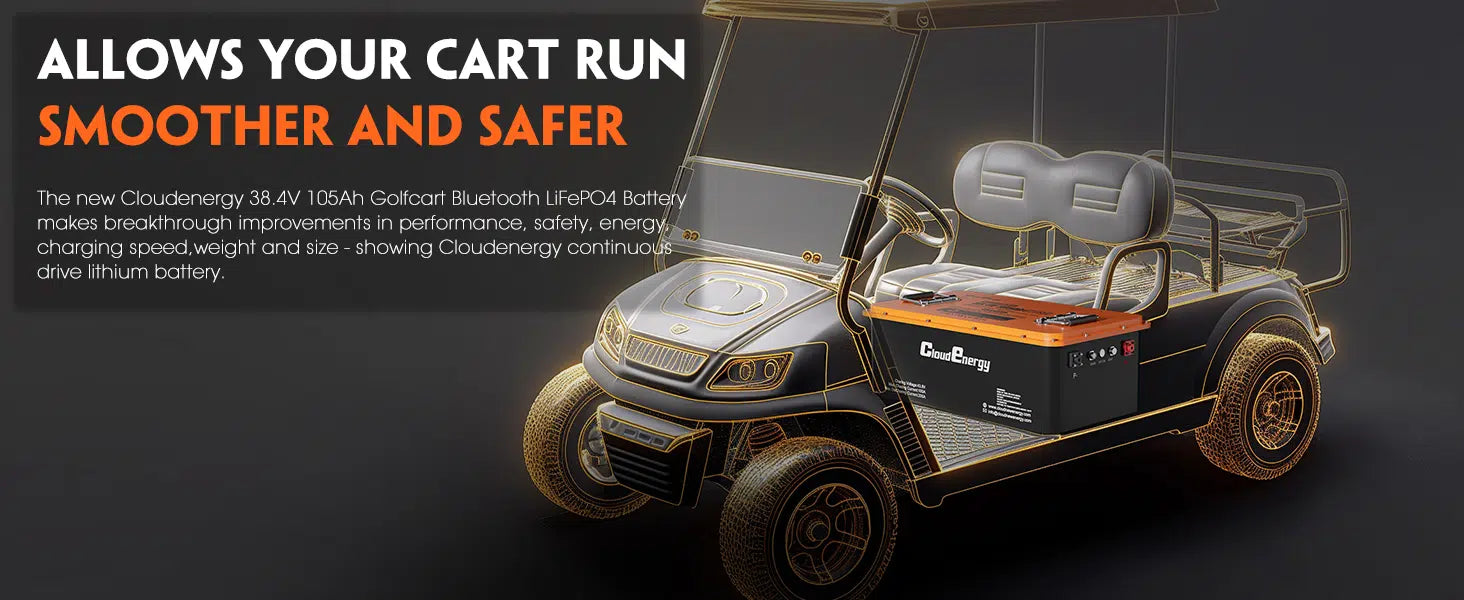 Cloudenergy 36V (38.4V) 105Ah LiFePO4 Golf Cart Battery With 20A Charger
