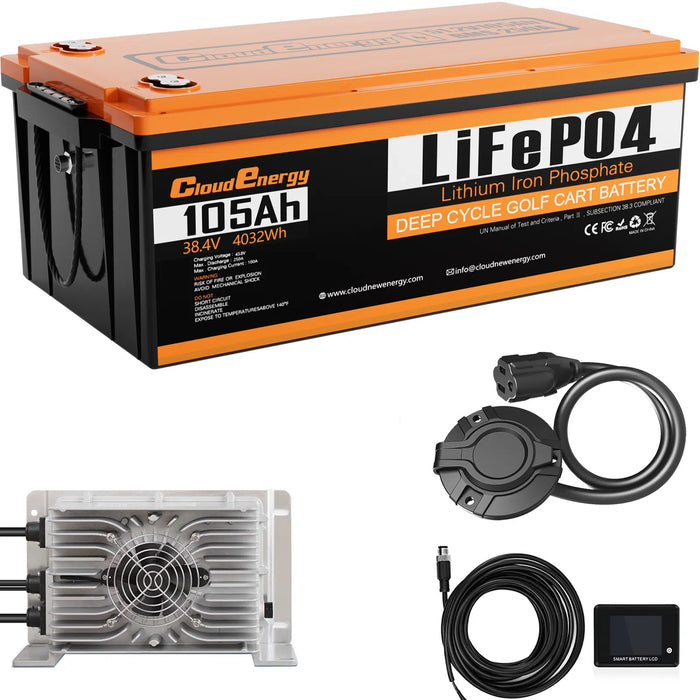 Cloudenergy 36V (38.4V) 105Ah LiFePO4 Golf Cart Battery