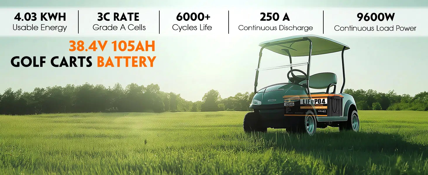 Cloudenergy 36V (38.4V) 105Ah LiFePO4 Golf Cart Battery