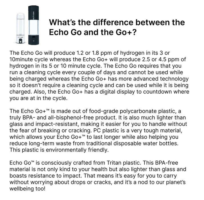 Echo Go+ Hydrogen Water Bottle