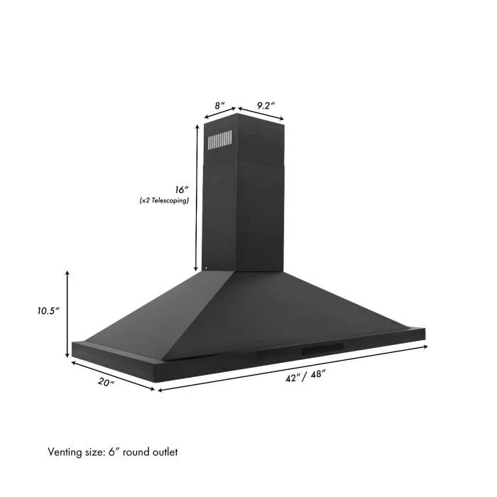 ZLINE Convertible Vent Wall Mount Range Hood in Stainless Steel 24in to 48in