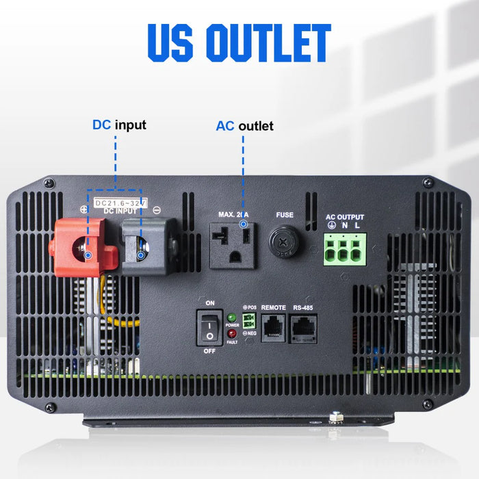 Eco-Worthy 3000W Off Grid Pure Sine Wave Inverter 24V to 110V