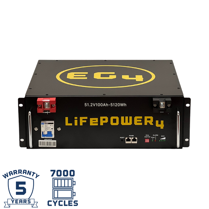 EG4-LifePower4 Lithium Batteries Kit | 30.72kWh | 6 Server Rack Batteries With Pre-Assembled Enclosed Rack | With Door & Wheels | Welded