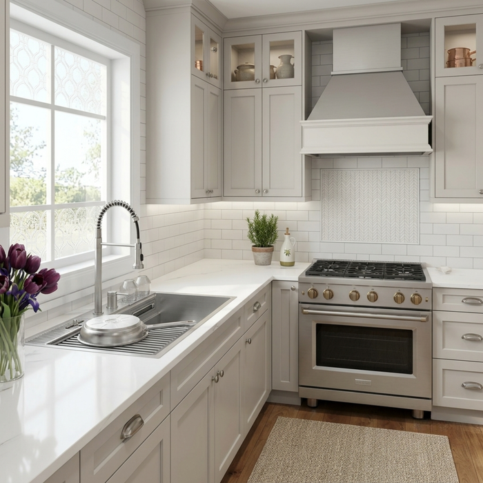Forno Acqua 33" Drop-In/Undermount 3 Level Workstation Sink, Waterfall Faucet, Glass Rinser in Stainless Steel (E-ZP31)
