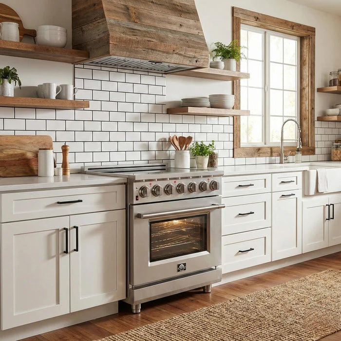 Forno Massimo 30-Inch 4.32 cu. ft. Freestanding Electric Range, 5 Radiant Elements, Convection Oven, Air Fryer  | Stainless Steel, Black, White (FFSEL6020-30)