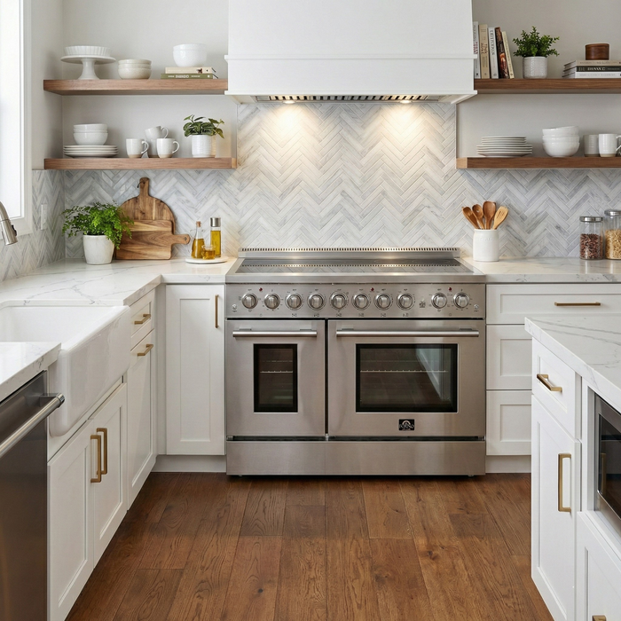 Forno Paolo 48" 6.7 cu. ft. Freestanding Electric Range with True Convection Oven in Stainless Steel (FFSEL6011-48)