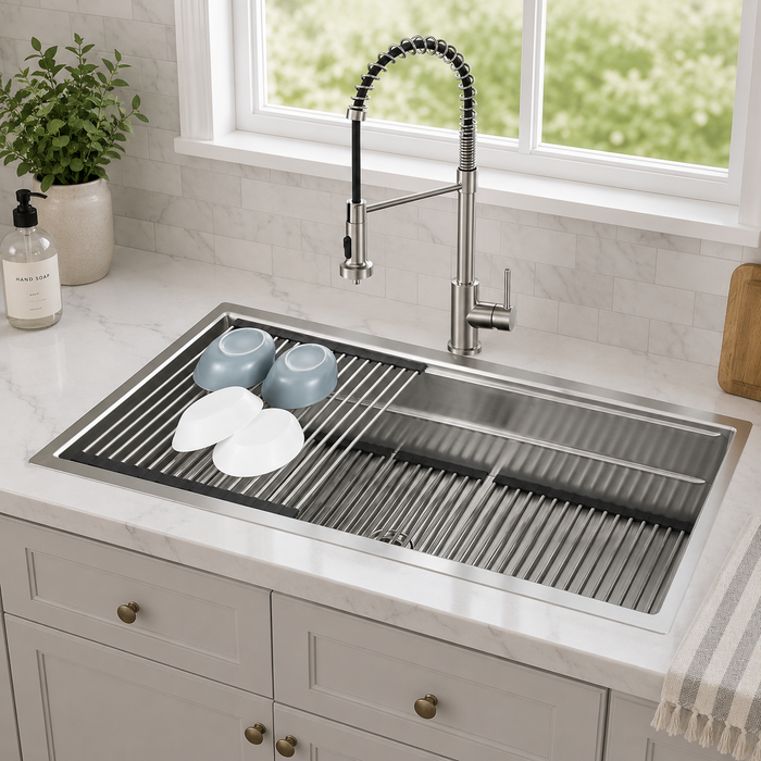 Forno Acqua 45" Drop-In/Undermount 3 Level Workstation Sink, Custom Fit Accessories in Stainless Steel (J-WP32)