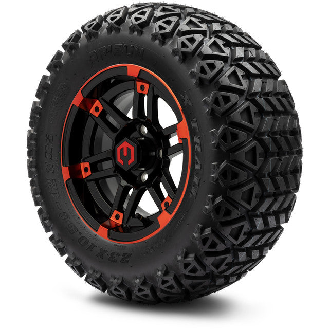 MODZ® 12" Aftershock Red and Black Wheels & Off-Road Tires Combo